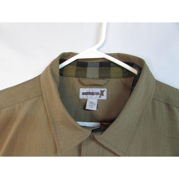 Carhartt Jacket Mens 2XL Canvas Brown Flannel Lined Shirt Coat Workwear 104146 - Picture 3 of 16